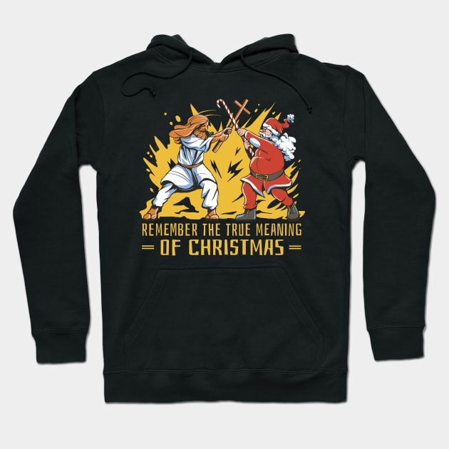 Santa & Jesus: The Battle For The Real Meaning of Christmas Hoodie by Life2LiveDesign